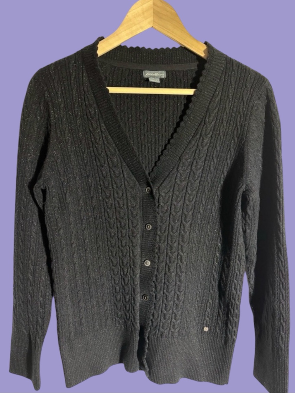 Cardigan -Black~Silver L DarkAcademia GrandpaCore CableKnit QuietLuxury Preppy